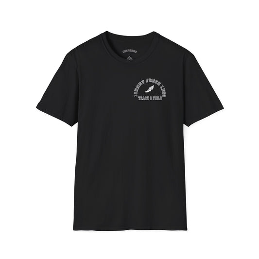 Track & Field T-Shirt — "Johnny Fresh Legs" Vintage Winged Shoe Design