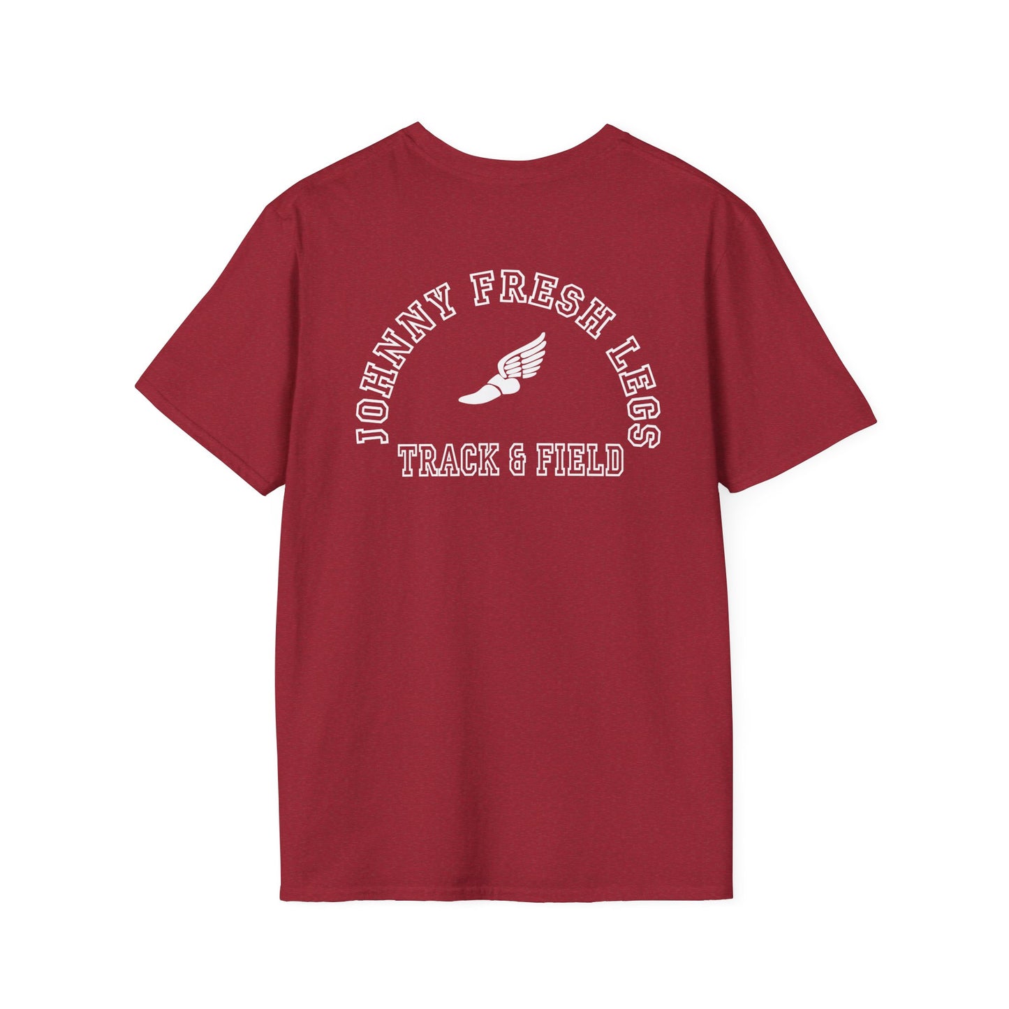 Track & Field T-Shirt — "Johnny Fresh Legs" Vintage Winged Shoe Design