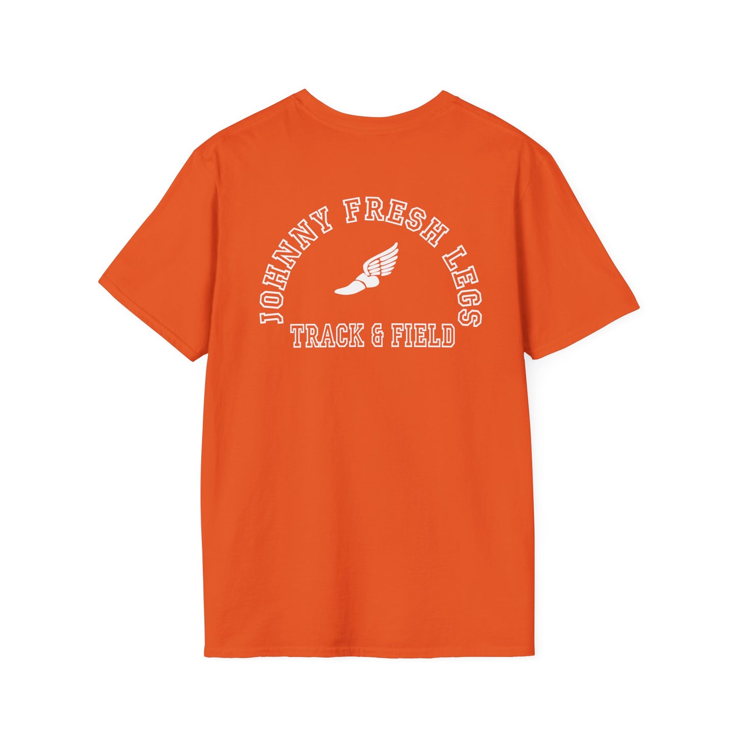 Track & Field T-Shirt — "Johnny Fresh Legs" Vintage Winged Shoe Design