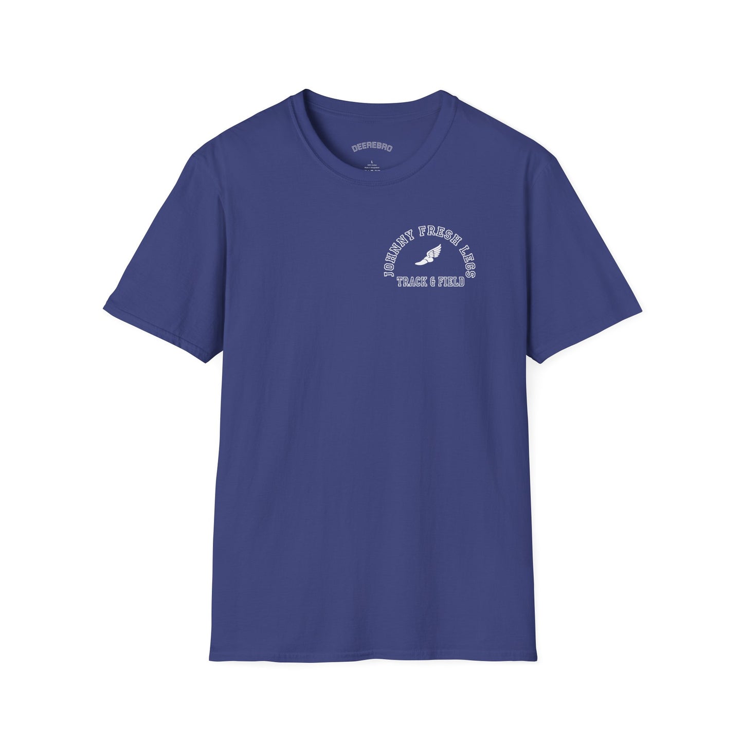 Track & Field T-Shirt — "Johnny Fresh Legs" Vintage Winged Shoe Design