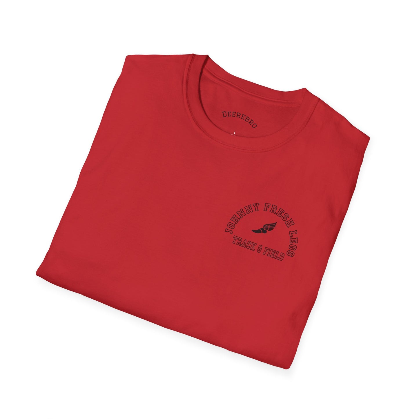 Track & Field T-Shirt — “Johnny Fresh Legs” Retro Winged Shoe Athletic Tee