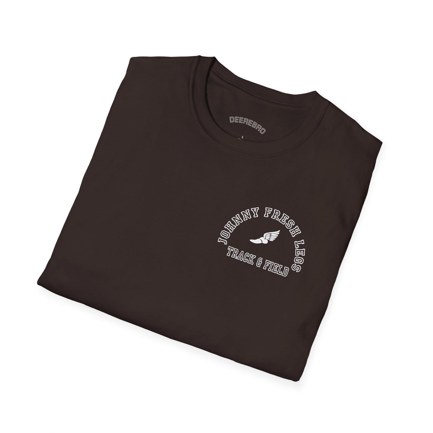 Track & Field T-Shirt — "Johnny Fresh Legs" Vintage Winged Shoe Design