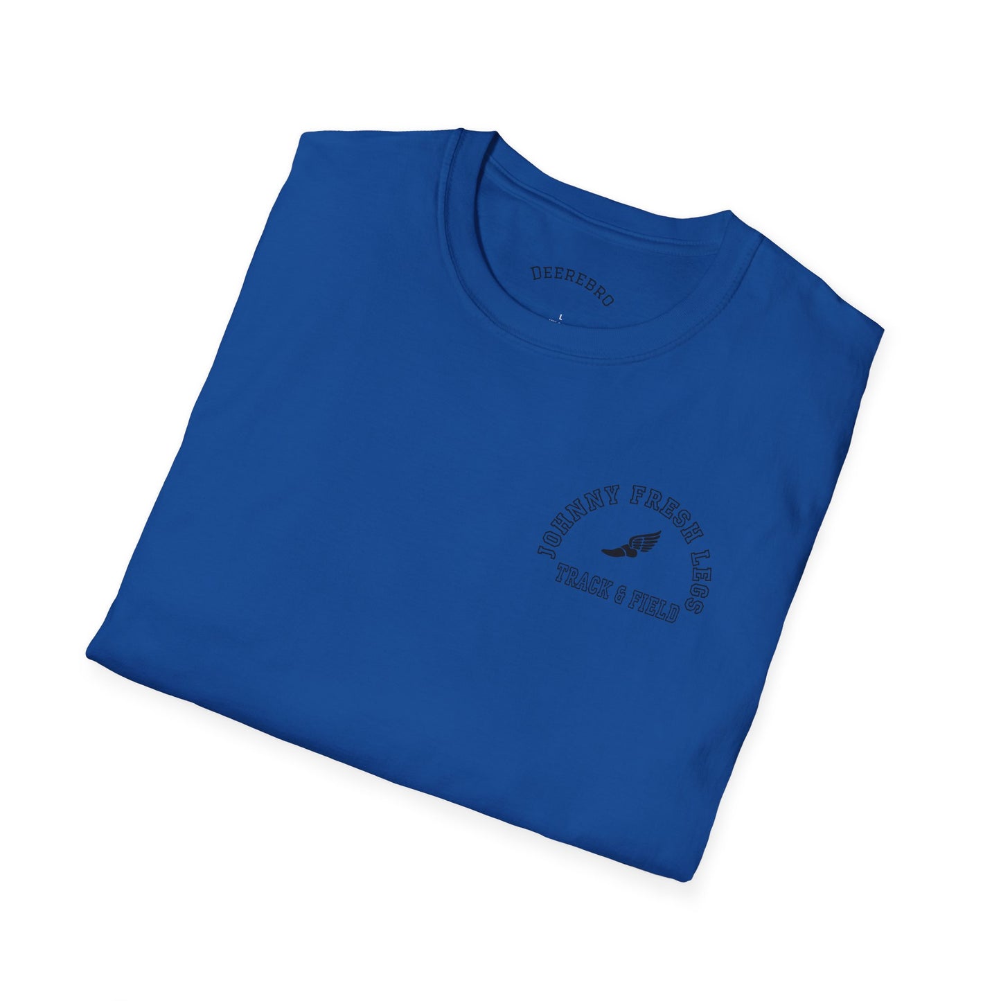 Track & Field T-Shirt — “Johnny Fresh Legs” Retro Winged Shoe Athletic Tee