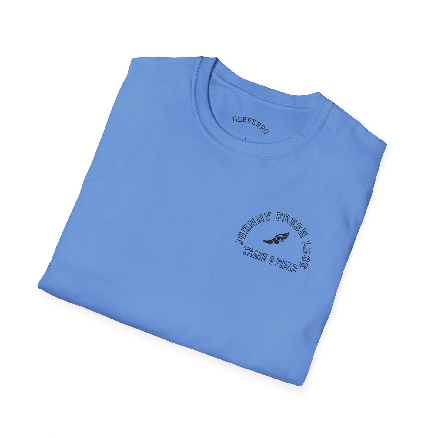 Track & Field T-Shirt — “Johnny Fresh Legs” Retro Winged Shoe Athletic Tee