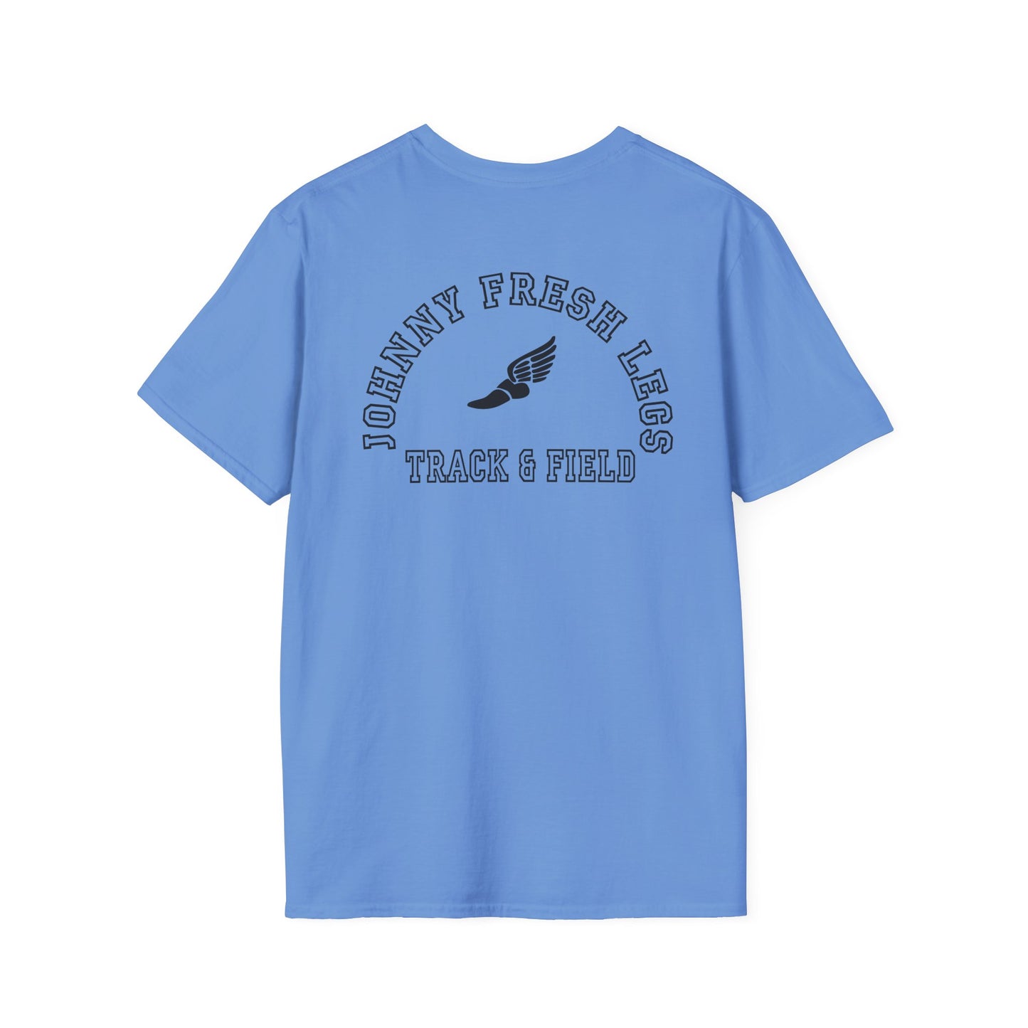 Track & Field T-Shirt — “Johnny Fresh Legs” Retro Winged Shoe Athletic Tee