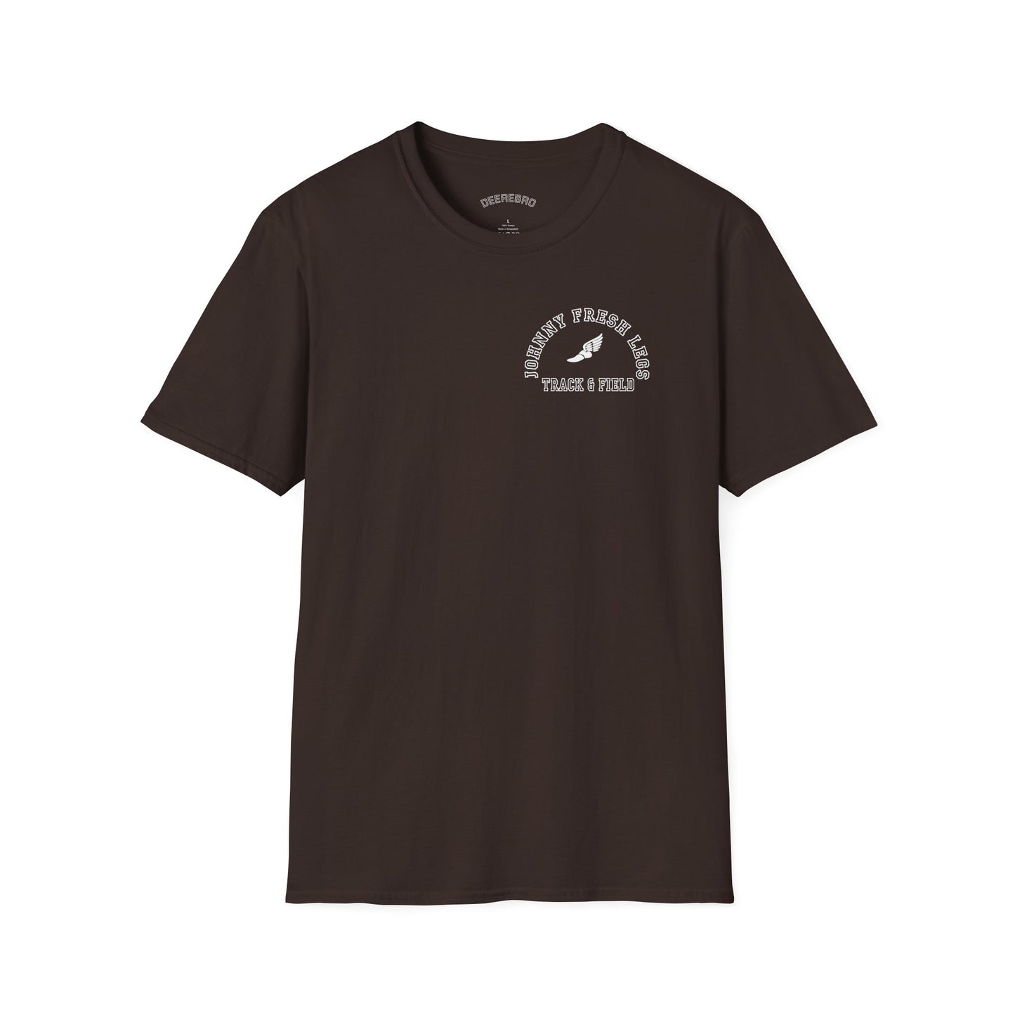 Track & Field T-Shirt — "Johnny Fresh Legs" Vintage Winged Shoe Design