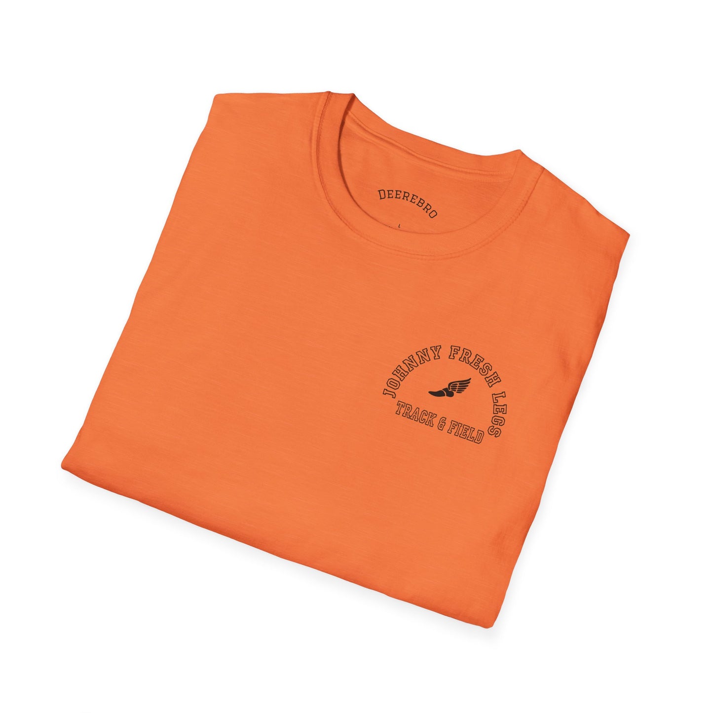Track & Field T-Shirt — “Johnny Fresh Legs” Retro Winged Shoe Athletic Tee
