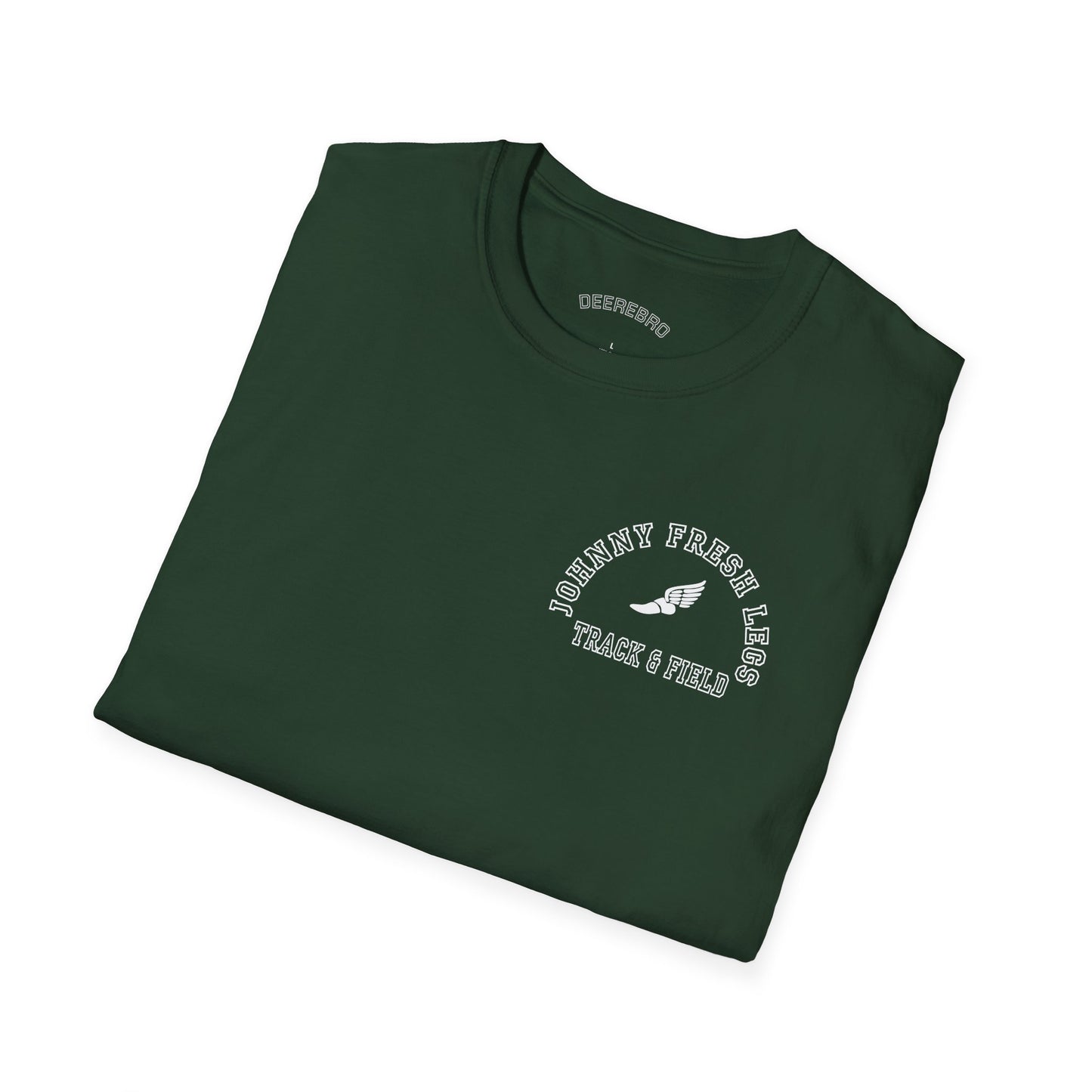 Track & Field T-Shirt — "Johnny Fresh Legs" Vintage Winged Shoe Design