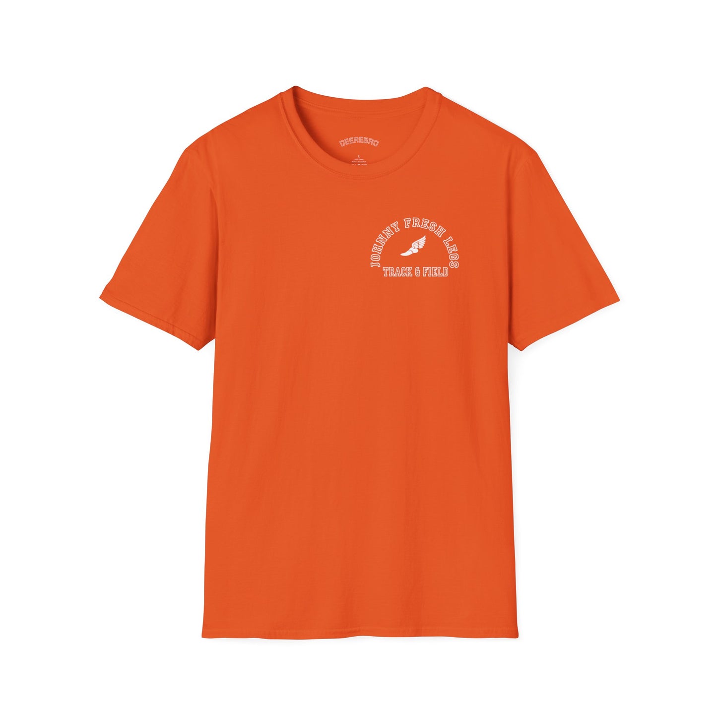 Track & Field T-Shirt — "Johnny Fresh Legs" Vintage Winged Shoe Design