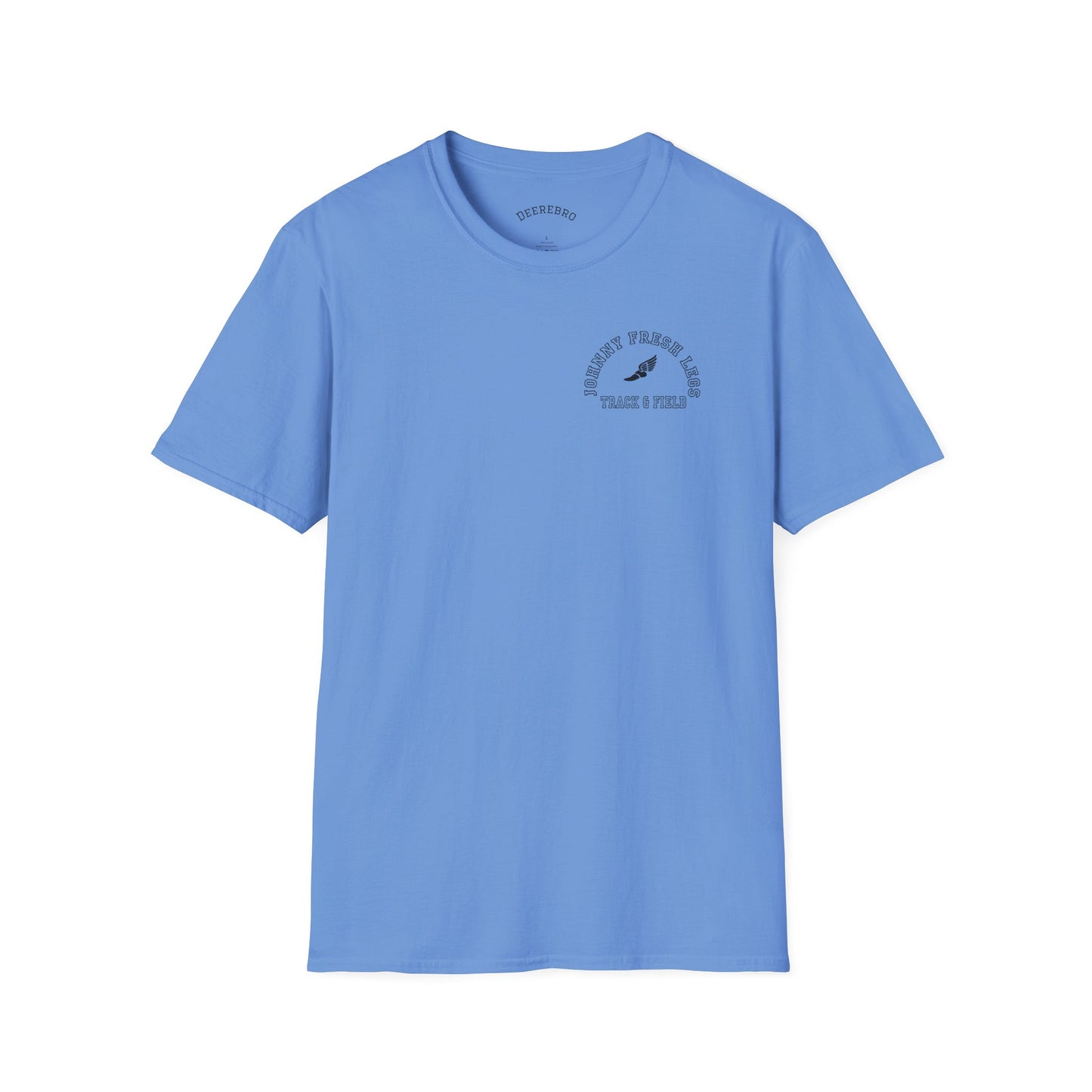 Track & Field T-Shirt — “Johnny Fresh Legs” Retro Winged Shoe Athletic Tee