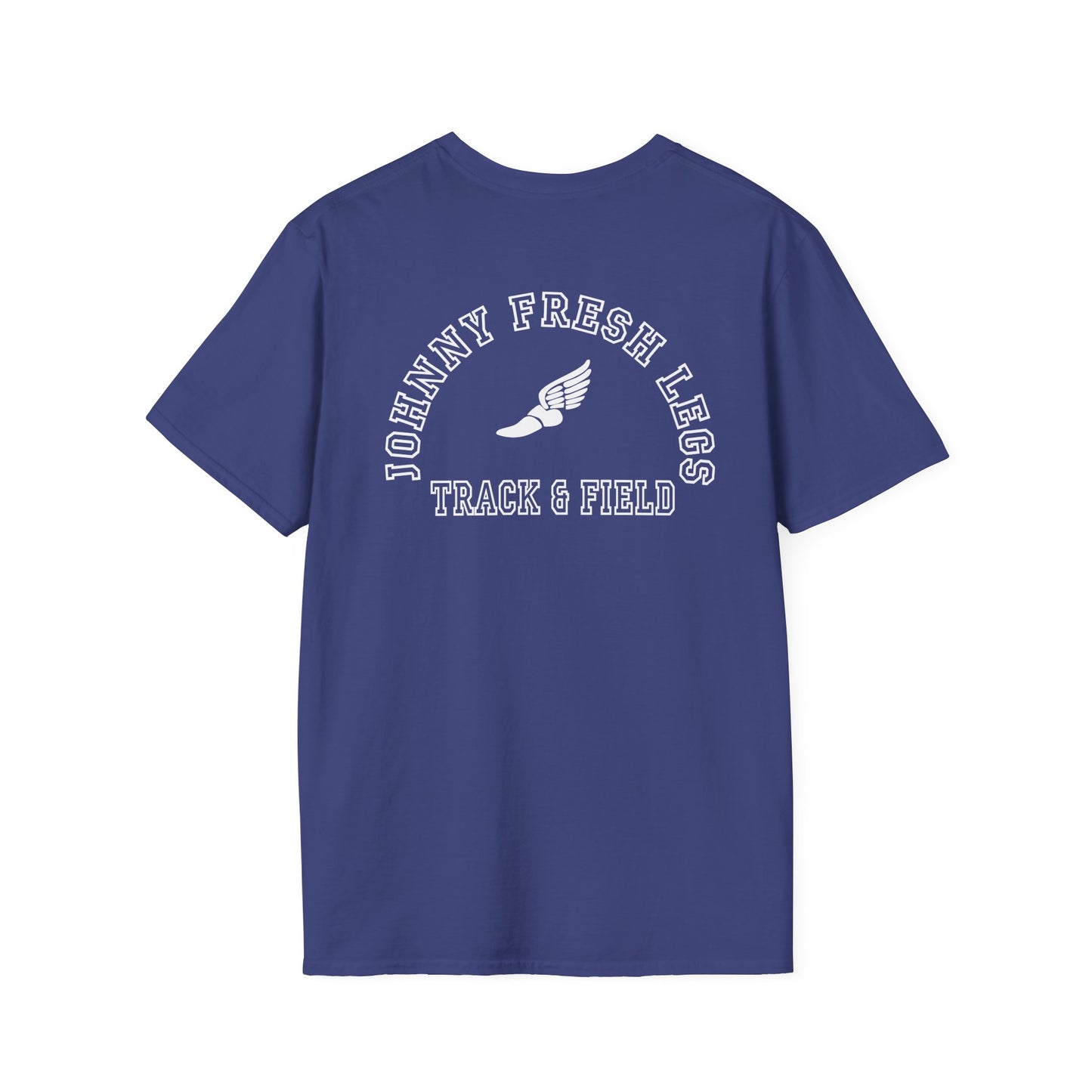 Track & Field T-Shirt — "Johnny Fresh Legs" Vintage Winged Shoe Design
