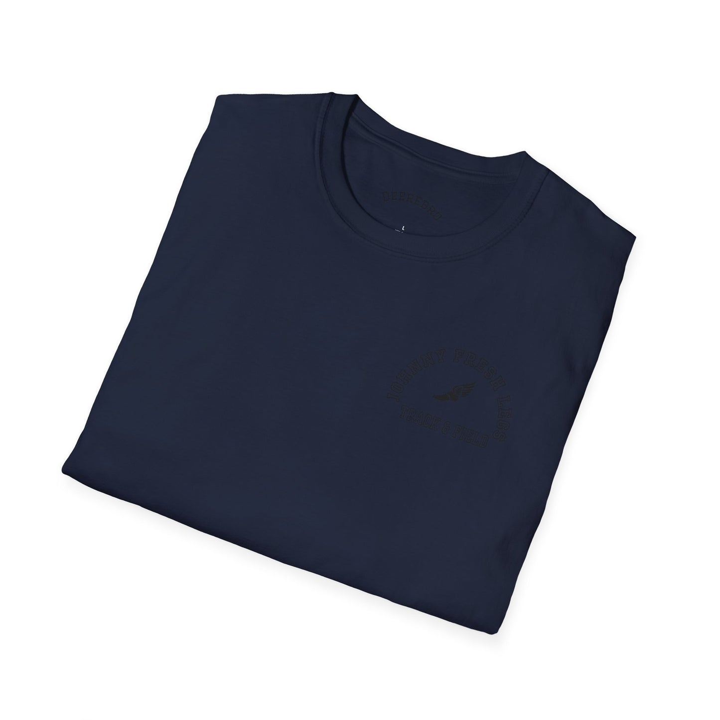Track & Field T-Shirt — “Johnny Fresh Legs” Retro Winged Shoe Athletic Tee