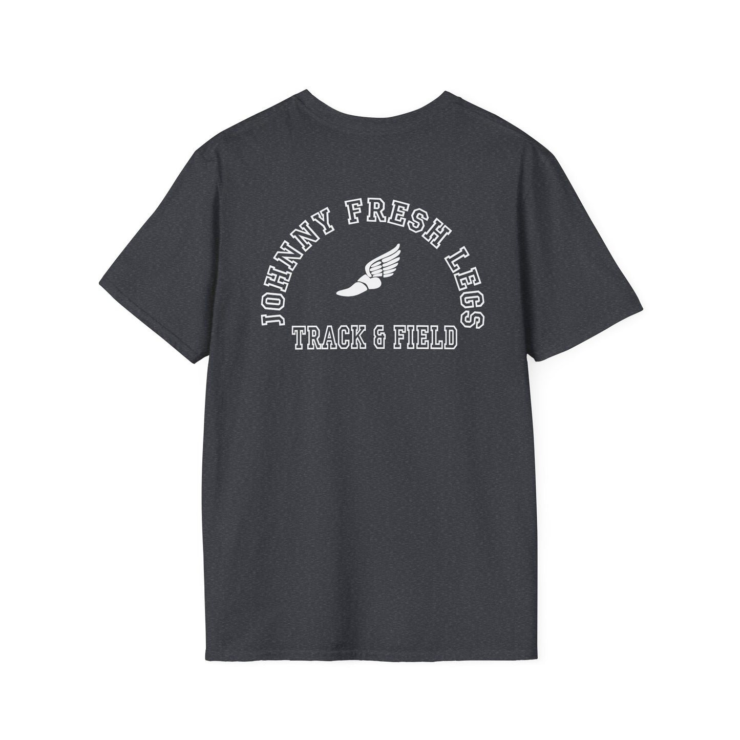Track & Field T-Shirt — "Johnny Fresh Legs" Vintage Winged Shoe Design