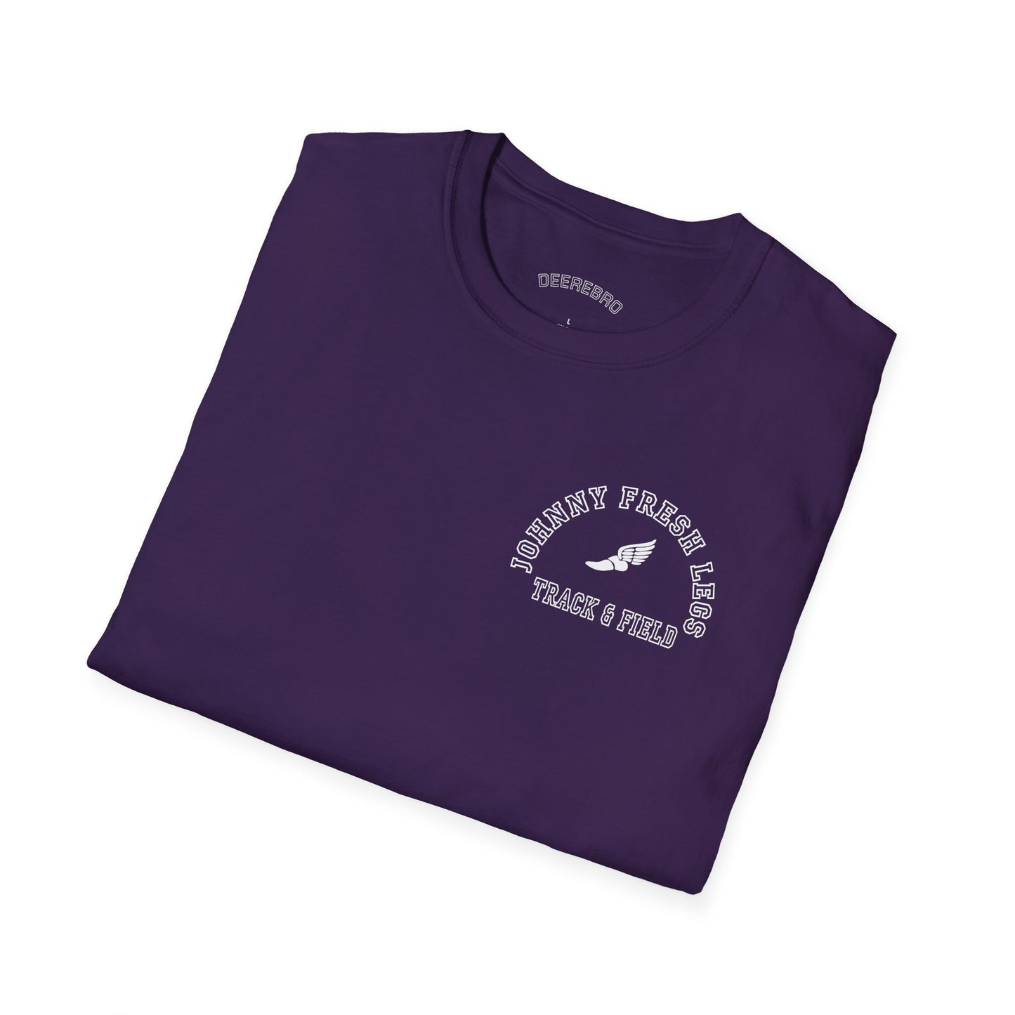 Track & Field T-Shirt — "Johnny Fresh Legs" Vintage Winged Shoe Design