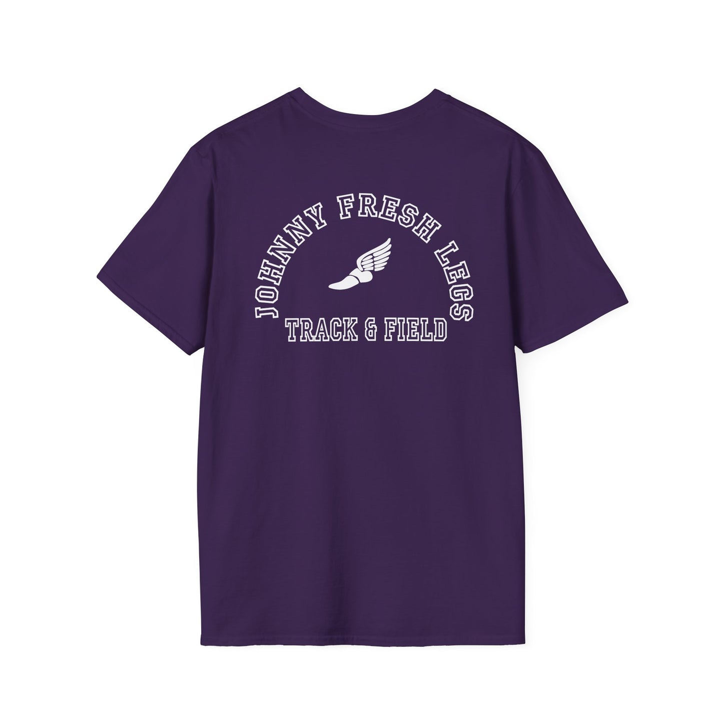 Track & Field T-Shirt — "Johnny Fresh Legs" Vintage Winged Shoe Design
