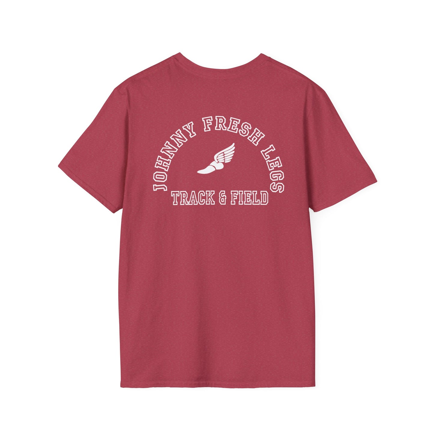 Track & Field T-Shirt — "Johnny Fresh Legs" Vintage Winged Shoe Design