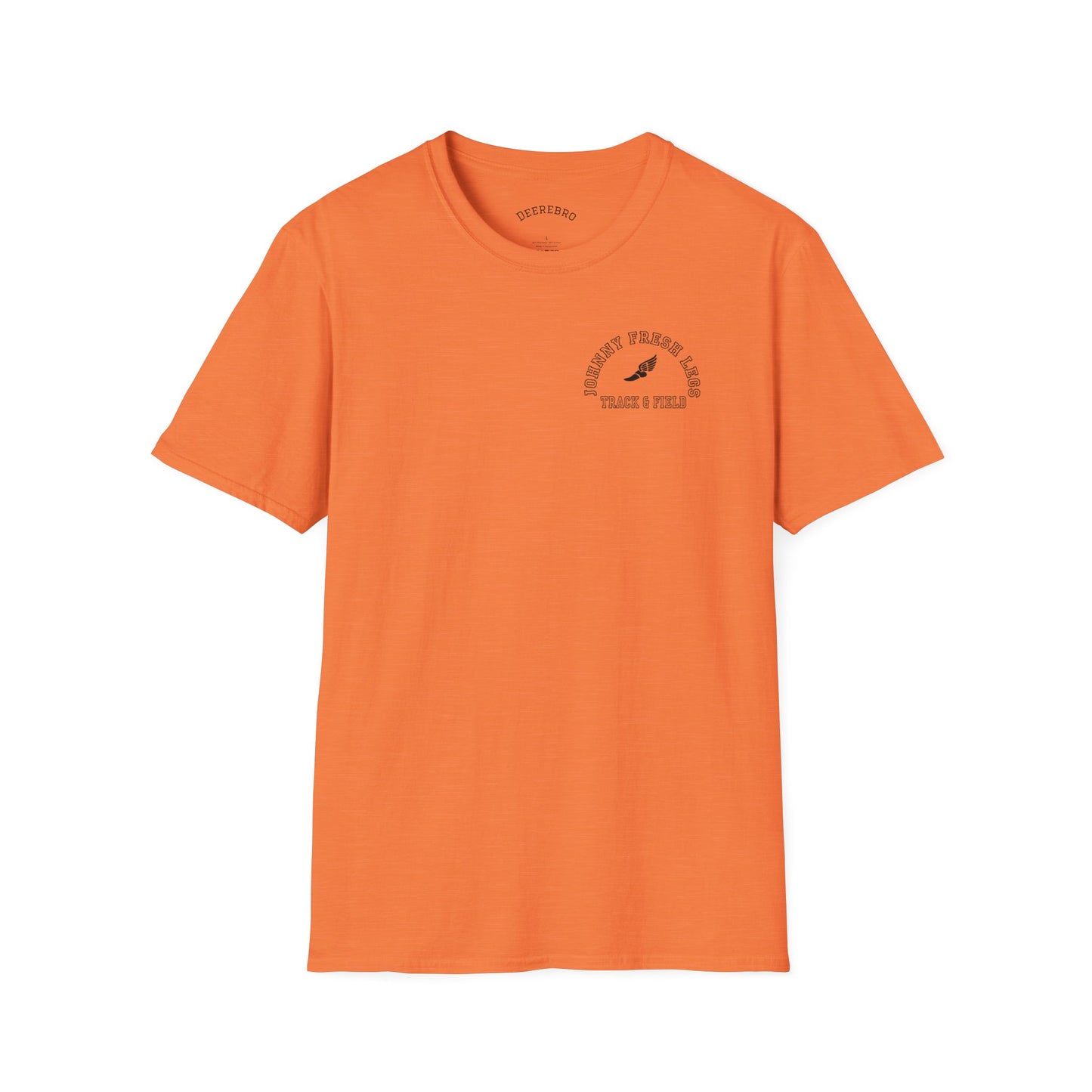 Track & Field T-Shirt — “Johnny Fresh Legs” Retro Winged Shoe Athletic Tee