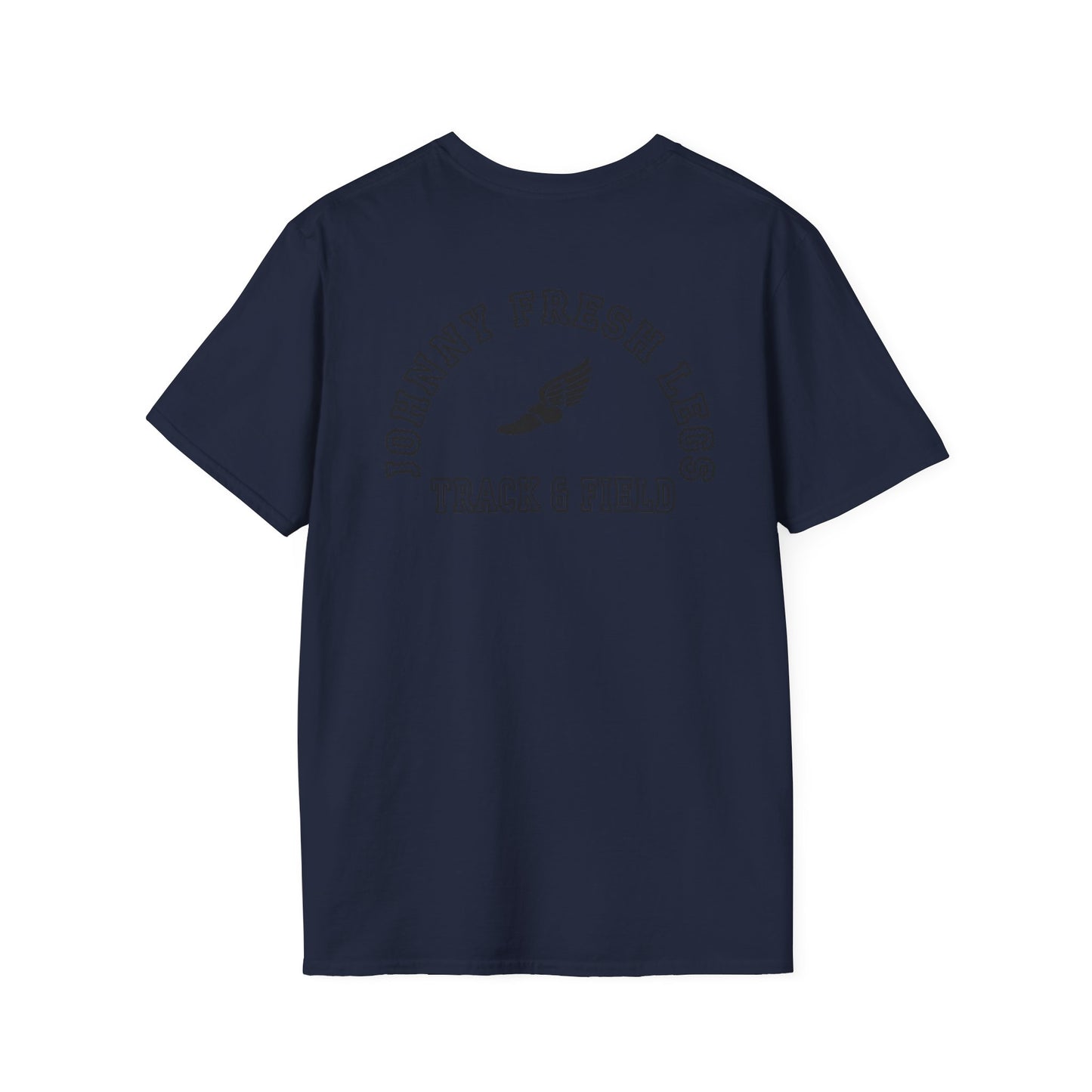 Track & Field T-Shirt — “Johnny Fresh Legs” Retro Winged Shoe Athletic Tee
