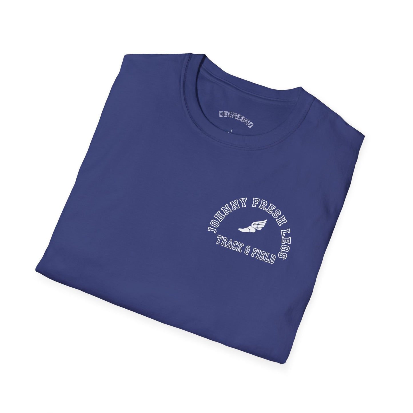 Track & Field T-Shirt — "Johnny Fresh Legs" Vintage Winged Shoe Design