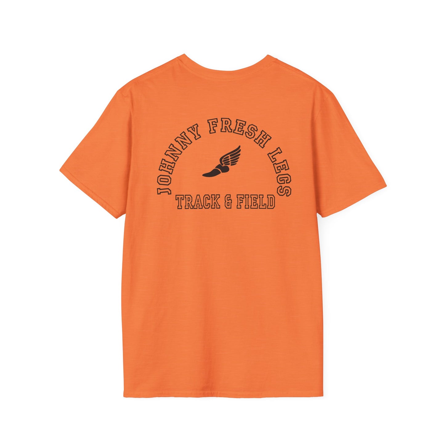 Track & Field T-Shirt — “Johnny Fresh Legs” Retro Winged Shoe Athletic Tee