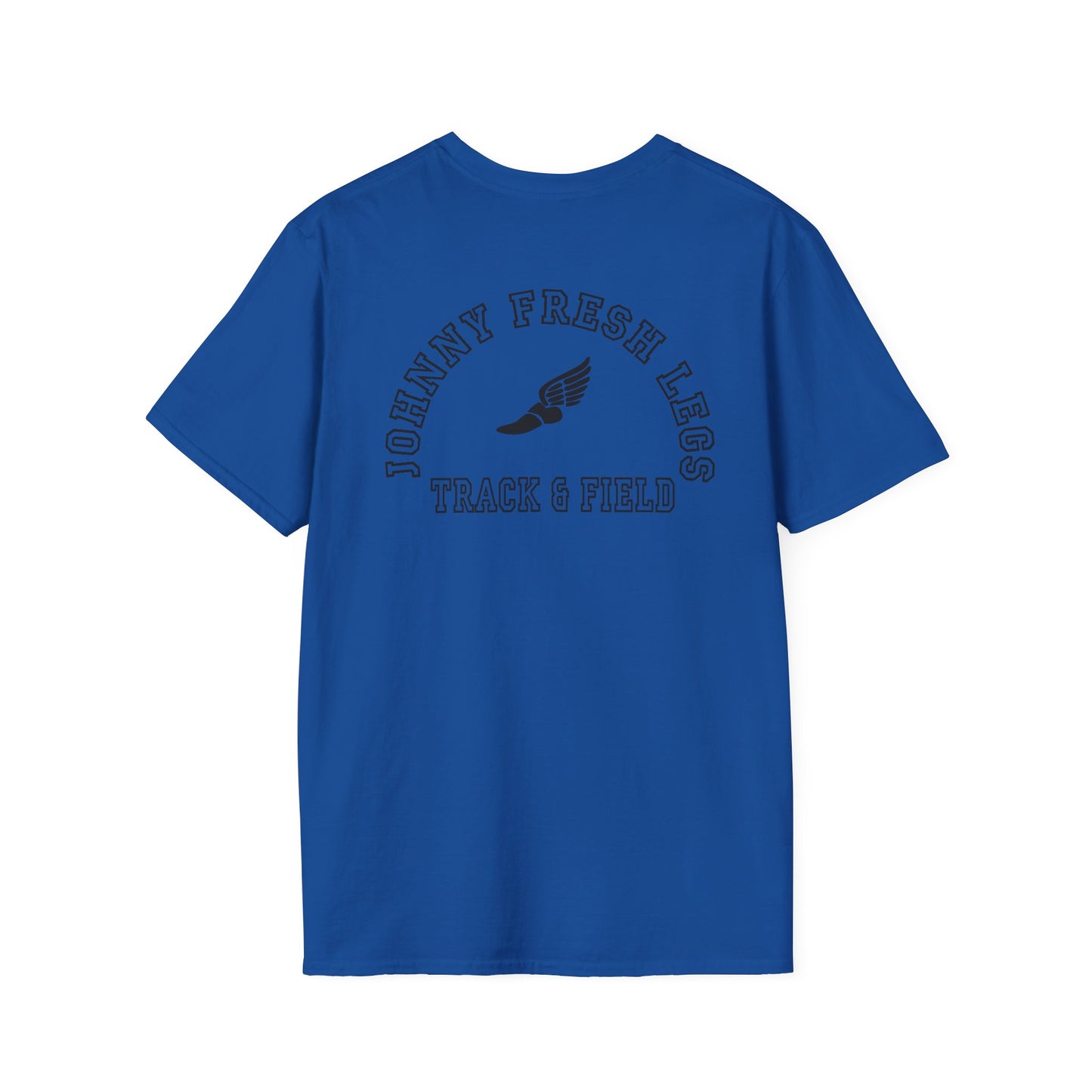 Track & Field T-Shirt — “Johnny Fresh Legs” Retro Winged Shoe Athletic Tee