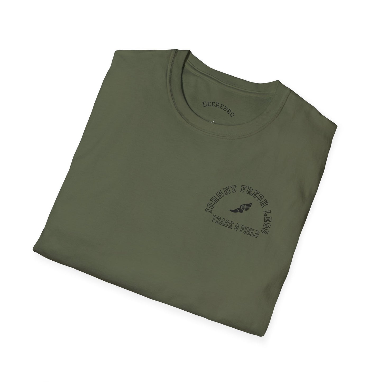Track & Field T-Shirt — “Johnny Fresh Legs” Retro Winged Shoe Athletic Tee