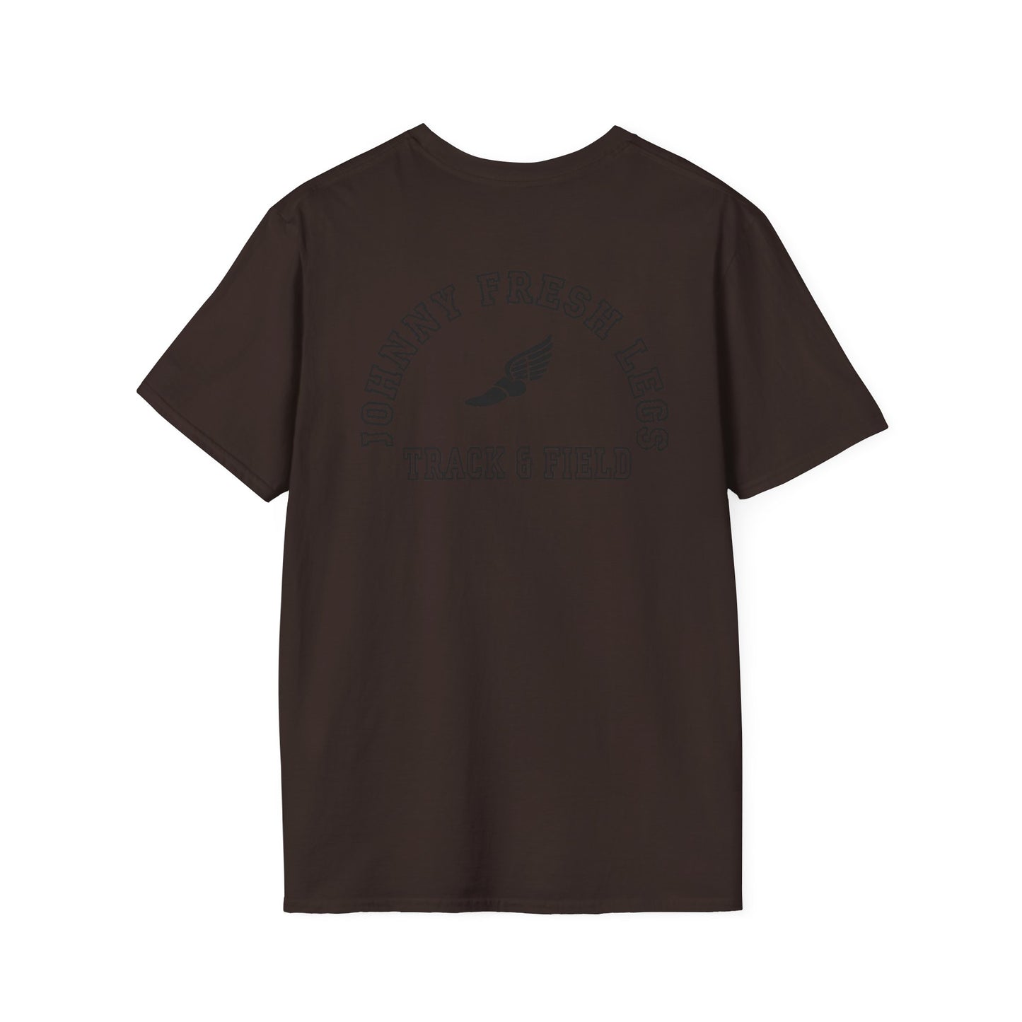 Track & Field T-Shirt — “Johnny Fresh Legs” Retro Winged Shoe Athletic Tee